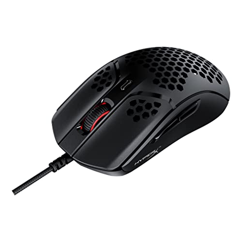 HyperX Pulsefire Haste Gaming-Maus – Ultraleicht, 59g, Wabenschale, Hex-Design, HyperFlex-Kabel, bis zu 16.000 DPI, 6 programmierbare Tasten von HyperX