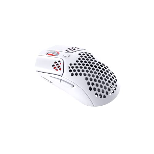 HyperX Pulsefire Haste – Wireless Gaming-Maus - Ultraleicht, 62g, 100 Stunden Akkulaufzeit, 2,4Ghz Wireless, Honeycomb Shell, Hex Design, bis zu 16000 DPI, 6 programmierbare Tasten - Weiß/Rosa von HyperX