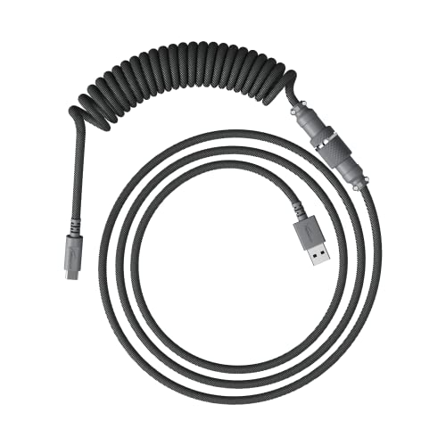HyperX Spiralkabel – langlebiges Spiralkabel, stilvolles Design, 5-poliger Pilotenstecker, USB-C auf USB-A – Grau von HyperX
