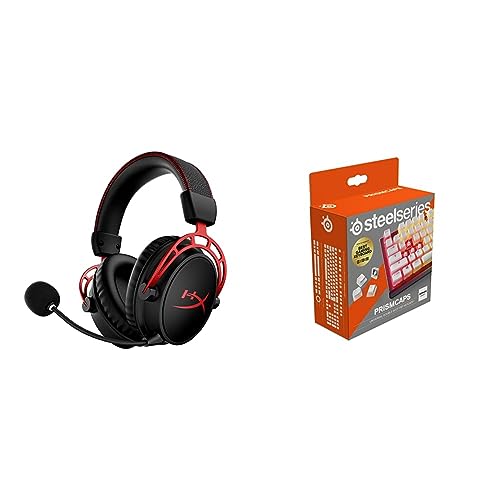 HyperXCloud, Kabellos AlphaWireless-Gaming-HeadsetfürPC,300StundenAkkulaufzeit & SteelSeries PrismCaps – Double-Shot-Tastenset mit „Pudding“-Optik von HyperX