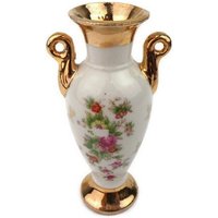 Antik Gold Keramik Vase, Handbemalte Florale Vase von HypnoticGifts