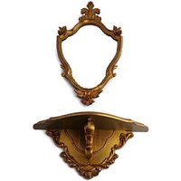 Antiker Spiegel Mit Tischständer, Viktorianisch Verzierter Ständer Und Engel Dekoration, Gold Holz Spiegel Tisch Cherubs von HypnoticGifts