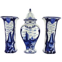 Blau Weiße Keramikdose Und Vasen, Vintage Keramik Vasen Glas Set, Keramikschrank Urne von HypnoticGifts