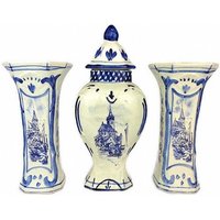 Delft Keramik Urne Mit Vasen Set, Ginger Jar, Kabinett Delft Keramik Urne Mit Vasen Set, Ginger Jar, Kabinett von HypnoticGifts