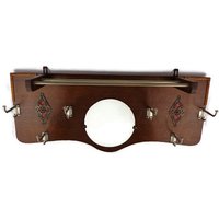 Große Holzgarderobe, Vintage Geschnitzte Kleiderbügel, Holzgarderobe Mit Spiegel von HypnoticGifts