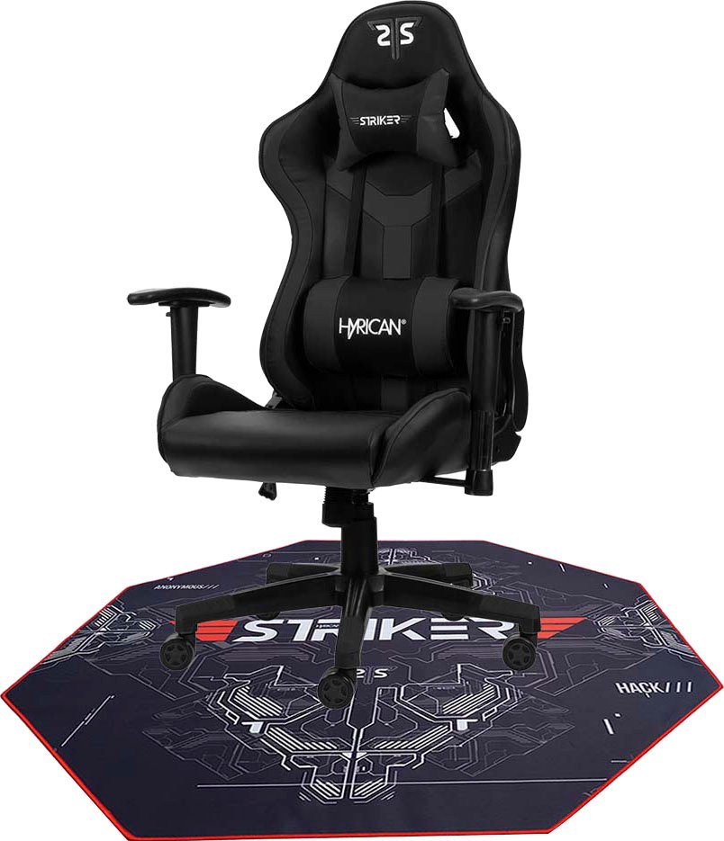 Hyrican Gaming-Stuhl Striker Gaming-Stuhl "Copilot" Gamingstuhl + Stuhlunterlage (Set), Bodenschutzmatte 1100x1100x2mm von Hyrican