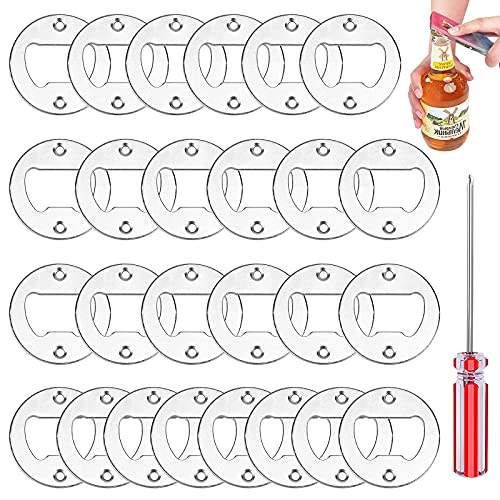 Hysagtek Flaschenöffner Rohling, 26 Stück Bieröffner Einsätze Rund DIY Einsatz Hardware Kit mit Schrauben und Schraubendreher für Küche Bar Restaurant Flaschenöffner Harzformen DIY Basteln (Silber) von Hysagtek