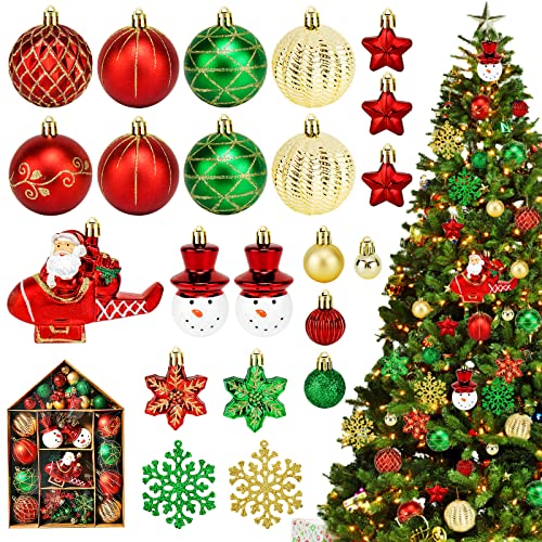 Hysagtek Bruchsicheres Weihnachtsbaumschmuck-Set, 70 Stück, Weißgold, sortierte Weihnachtskugeln, Ornamente für Weihnachtsbaumschmuck, Weihnachtskugeln für Feiertagsparty-Dekoration von Hysagtek
