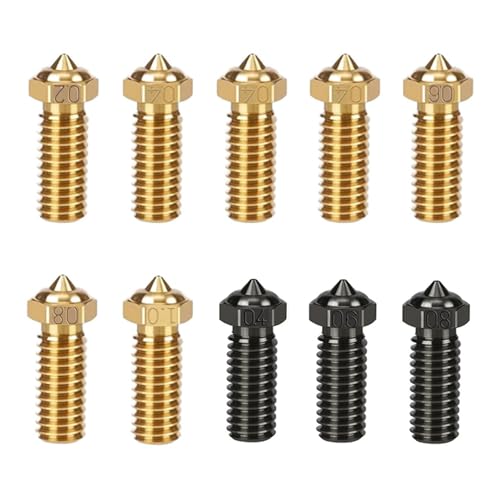 HysiPrui 3D Drucker Düse Kit, 3pcs 0.4mm+1pc 0.2mm+1pc 0.6mm+1pc 0.8mm+1pc 1.0mm Messing Düsen, 1pc 0.4mm +1pc 0.6mm+1pc 0.8mm gehärtete Stahldüsen, für R QIDI Q1 Pro/X-SMART3/X-PLUS/X-MAX3 von HysiPrui