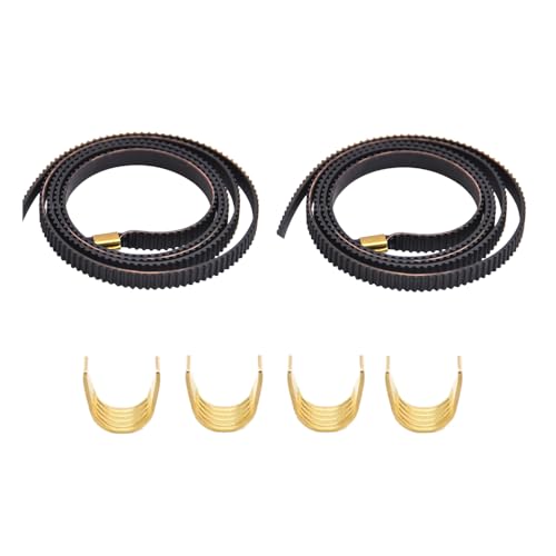 HysiPrui 2pcs rutschfester Antrieb Zahnriemen Gummi 2GT-6mm Länge 1050mm (muss geschnitten werden) für X-Achse (974mm) + Y-Achse (946mm) Nur für Elegoo Neptune 4 Plus, mit 4pcs Kupfer Schnallen von HysiPrui