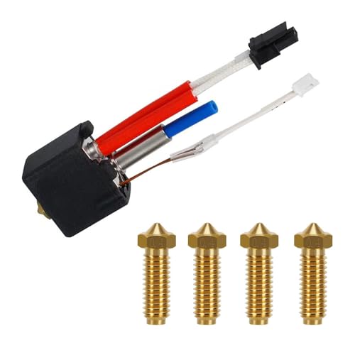 HysiPrui 3D Drucker zusammengebaut Hot End Kit-Hotend/Druckkopf mit 4pcs 0.4mm Messing Düse, NTC 100K Thermistor, Heizungskartusche, Wärmeblock und Silikon Socke für Kobra 2/2 Pro/2 Plus /2 Max/2 Neo von HysiPrui