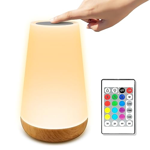 Hyted LED Nachttischlampe mit Speicherfunktion und Touch-Dimmbarkeit, Nachtlicht für Kinder mit 13 Farben & 5 Helligkeitsstufen, USB C Aufladbar Atmosphäre Nachtlampe für Schlafzimmer,Kinderzimmer von Hyted