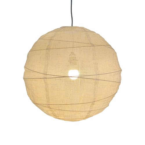 Hytsoeee (50 cm) große runde Laterne Leinenstoff Beige Faltbare Hängelaternen Handgefertigte Leinenstoff Lampe Hängelampe Zuhause Freizeit Orte von Hytsoeee