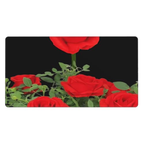 Hytter Mauspad mit blühenden Rosen, extragroß, 40,6 x 74,9 cm: starke Haftung und Haltbarkeit, verdickt und rutschfest von Hytter