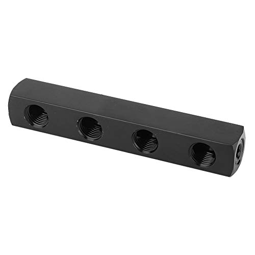 1/4 "Aluminium-Luftschlauch-Inline-Verteilerblock-Verteiler, SUS304 Pneumatischer Luftkompressor-Verteileranschluss SPP-Gewinde Schwarz 3-Wege-4-Wege (optional)(4 Way) von Hyuduo