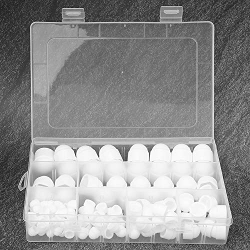 145 Stück Hex Muttern Gummi Kuppel Mutter Kit Befestigungsmaterial M4 M5 M6 M8 M10 M12 (weiß) von Hyuduo