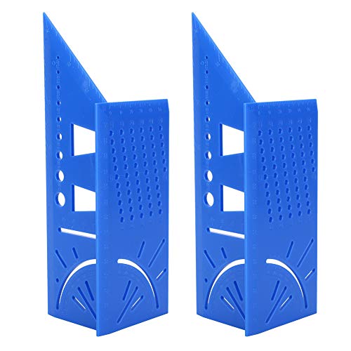 2PCs Holzbearbeitung 3D Gehrungswinkel-Messwerkzeuge Quadratisches Messlineal Für Bauherren Tischler Handwerker Architekten(Blau) von Hyuduo