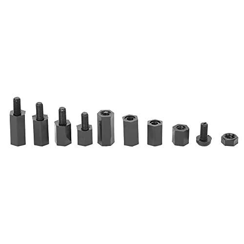 300 Stück M3 Nylon schwarz Hex Spacer Schraube Mutter Standoff Zubehör Sortiment Kit männlich zu weiblich 300 Stück M3 Nylon schwarz Hex Spacer Schraube Mutter Standoff Zubehör Sortiment Kit männlich zu weiblich von Hyuduo