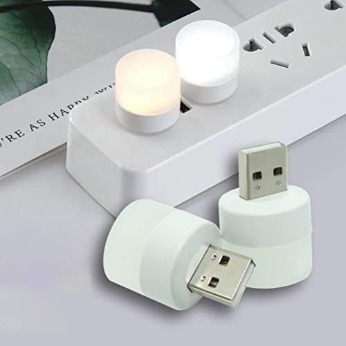 6 USB-Nachtlichter, Weißes Licht, 6500 K, Warmes Licht, 3000 K, Plug-and-Play, Tragbar, Mini-LED-Licht für Schlafzimmer, Hotel, Camping usw. (weißes Licht) von Hyuduo