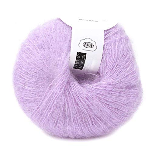 Beliebte Multi Farbe weiche Mohair Faser lange Angora Wolle Hand stricken Garn Roving für Weben Schals Thanksgiving DIY Geschenk (violett) Strickwerkzeuge von Hyuduo