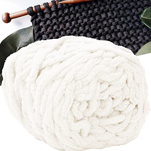 Grobe Wollfäden,Roving Wolle Top Roving Fiber,Einzelne dicke Terylene Ice Strip Garn Yarn Needle Stricken Woven Blanket Slipper Line Milchweiß DIY Handstricken 7-8mm von Hyuduo