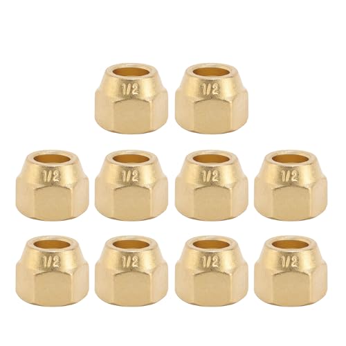 Hyuduo 10pcs 1/2 Zoll Messingmutter 150psi Verdickte Rohrbeschläge für Klimaanlagen Kupferrohr mit Hoher Temperaturflexibilität -65 ℉ Bis 250 ℉ von Hyuduo
