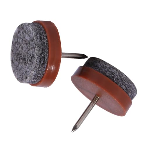Hyuduo 24 Mm Durchmesser 20-pcs Weißer Filzfilm-Einrichtungsmöbel-Bodenschutz, Schwere Filzfüße und Ruhige Bewegung für Tische Stühle Sofa-Beine mit Plastik + Filz + Metall (Brown) von Hyuduo