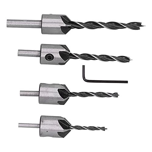 Hyuduo 3,5 Mm Countersink -Bohrer, 5 Flötenkammern -Reiswerkzeugset, Hoher Härte Kohlenstoffstahl, Sechskantschlüssel, Schneller Chip -Abfluss, für Bank, Hand, Elektrobohrer von Hyuduo