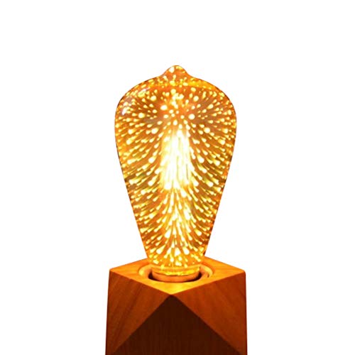 Hyuduo 3D Vintage Feuerwerk LED Birne Weiche Warme LED Glühbirnen 3D Glas Feuerwerk Effekt 4W E27 Feuerwerk LED Lampe Vintage Bunte Dekorative Glühbirne Urlaub Geburtstagsgeschenke für (605) von Hyuduo