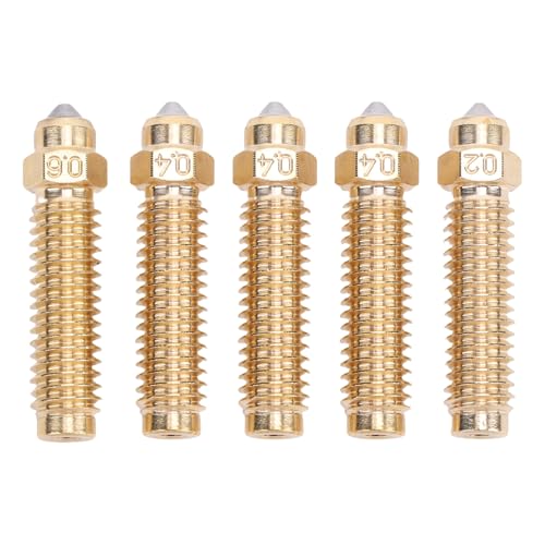 Hyuduo 5pcs Bimetallic Düsen Set Messing Gehärteter Stahl Bimetaldüsenkit für Centauri Carbon 3D -Drucker 0,6 Mm 0,2 Mm 0,4 Mm Hoher Durchflussrate -Wärmeabbau kein Verstopftes von Hyuduo