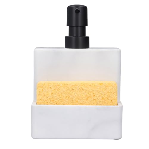 Hyuduo Arbeitsplatte Seifenpumpenspender, Küchenset mit Großer Kapazität mit Schwammhalter, Stilvolles und Modernes Design, Premium -Material, für Küchenspüle, Badezimmerarbeitsplatte von Hyuduo