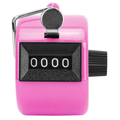Hyuduo Berm Hand Tally Counter 4-Grad Handheld Counting Tool mit Haken für Sportgeräte Sportsportsportzubehör Zähler Range 0-9999 ABS-Kunststoffschale Multi-Farben Optional Optional (PINK) von Hyuduo