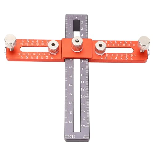 Hyuduo Cabinet Hardware Jig Verstellbares Vorlagewerkzeug für Knaufgriffe und Ziehungen mit Selbst Zentrierender Punch -Locator Präzise Holzbearbeitungsbohrmaschinen -Handbuchschublade (orangegrau) von Hyuduo