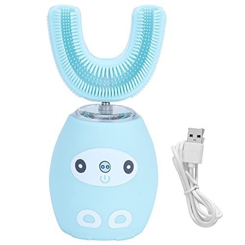 Hyuduo Elektrische Zahnbürste, U-förmige Whitening-Zahnbürste, wasserdichte Intelligente Zahnbürste, USB-Ladefunktion Kunststoff + ABS für Kinder(8‑15 Years Old-Blau) von Hyuduo
