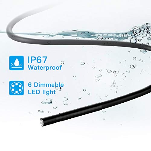 Hyuduo Endoskopkamera mit 5,5 -mm -Objektiv, Millionen, 1800 mAh Akku, IP67 wasserdicht. 6 Einstellbare LEDs für iOS/. 2560 * 1920 Resolution, 1, Stunden Arbeitszeit, Video MP4 (2 m harter Draht) von Hyuduo