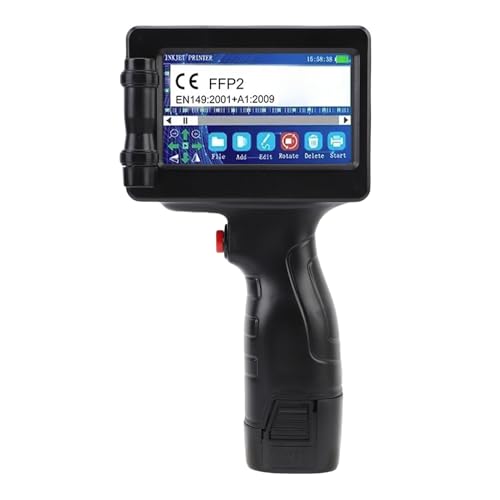 Hyuduo Handheld Inkjet-Drucker Tragbarer Mini-Tintenstrahldrucker mit 4.3in HD-Touchsbildschirm Smart 4-CPU für Barcode QR-Code Textdatum Druck auf Holz (EU-Stecker 100-240V) von Hyuduo