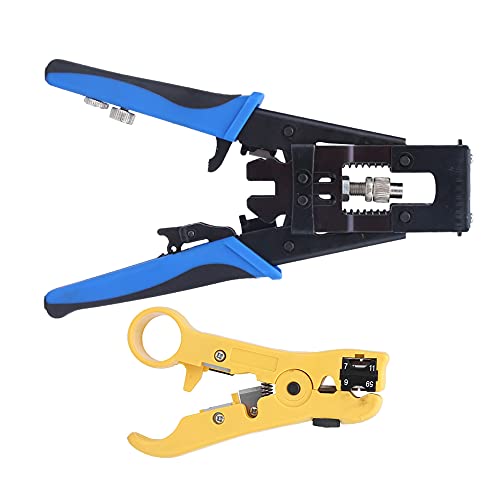 Hyuduo Kabel Crimper Stripper Crimping Tool Multi -Funktion Drahtstripper für Koaxialkabel RG59/6/11 mit Präzisionsstahlblättern Ergonomischer Griff Hyuduo Kabel Crimper Stripper Crimping Tool Multi -Funktion Drahtstripper für Koaxialkabel RG59/6/11 mit Präzisionsstahlblättern Ergonomischer Griff von Hyuduo