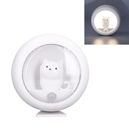 Hyuduo LED-Bewegungssensor-Nachtlicht, Automatisches Kompaktes Nachtlicht, Schöne Katze, USB-Aufladung, Weiß, Kreativ für Kleiderschrank, Schlafzimmer Nachtlicht von Hyuduo