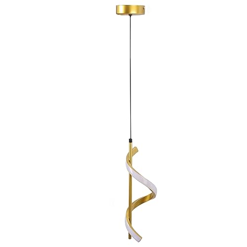 Hyuduo LED Spiral Pendelleuchte Helllose Hohe Helligkeit für Wohnzimmer Schlafzimmer Bürocafé - Eisengoldfarbe (Spiral LED -Pendellicht, Hanglampe, Spiraldecklicht) (Warmes Licht) von Hyuduo