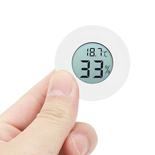 Hyuduo Mini Circular Embedded Digital LCD -Thermometer Hygrometer mit Kleinem und Kompaktem Design, 6 Farben, für Gekühlte Schränke, Displayschränke (WHITE) von Hyuduo