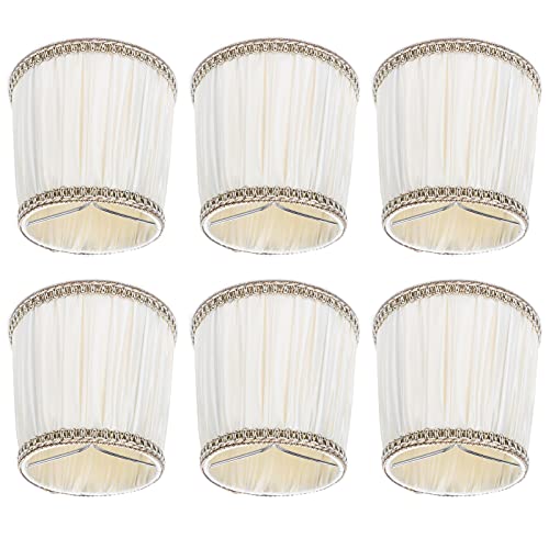 Hyuduo Moderne Stofflampenschattenklassiker Kronleuchter Tischlampenabdeckung für E14 -Kerzenbirnen, Leuchte für den Untersuchungsraum, 6pcs Beige von Hyuduo