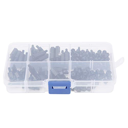 Hyuduo Nylonschrauben Nylon Hex -Stillstand Nylonverschluss Kit 180pcs Schwarzes M3 Nylonschraubmutter -Sortiment mit Mehreren Größen für Elektronikkommunikationsgeräte von Hyuduo