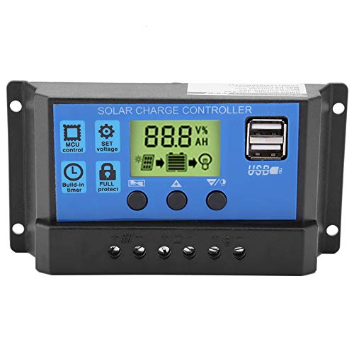 Hyuduo PWM Solarladeregler 12V 24V Dual USB LCD Display Einstellbar Intelligent Safe Full Protect 10A 20A 30A für Zuhause, Industrie, Gewerbe (YJSS-20A) von Hyuduo