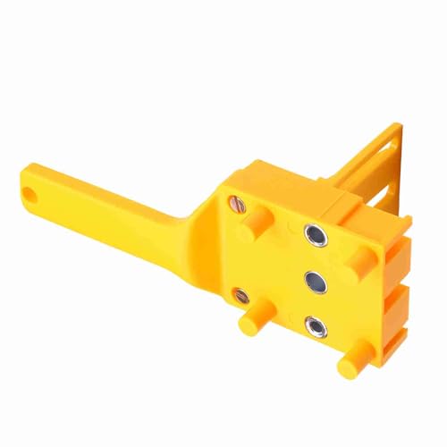 Hyuduo Präzisionslochbohrer Dübel Jig Handheld Holzbearbeitung Handheld -Dübel -Jig Kit, Holzbohranleitung mit Skala für Mehrere Stanzen Gelb (Nur Bohrlochführer) von Hyuduo