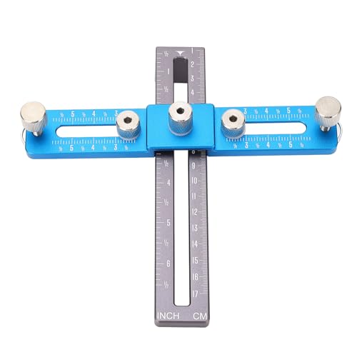 Hyuduo Punch-Locator Bohrer Template Schrankhandwerkzeug für Griffe Ziehknöpfe mit Aluminiumlegierung Verstellbarer Lochabstand 2,5-5 Zoll 4 Mm Bit (Blau und Grau) von Hyuduo