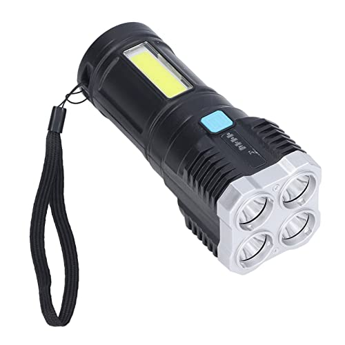 Quad-Core-helle LED-Taschenlampe USB-wiederaufladbarer Outdoor-Multifunktionsscheinwerfer EDC-Blitzlicht Im Taschenformat mit Batterieanzeige für Camping-Wander-Notfälle von Hyuduo