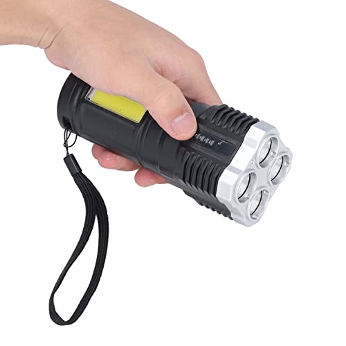 Quad-Core-helle LED-Taschenlampe USB-wiederaufladbarer Outdoor-Multifunktionsscheinwerfer EDC-Blitzlicht Im Taschenformat mit Batterieanzeige für Camping-Wander-Notfälle von Hyuduo