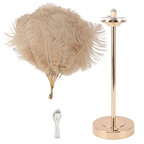 Hyuduo Romantische Feder-Tischlampe mit Touch-Schalter und USB-Plug-in für Schlafzimmerdekoration (Leicht gebräunt) von Hyuduo