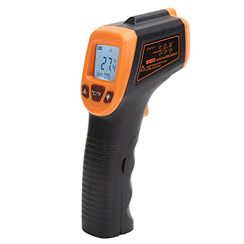 Industrielles Thermometer, -50 ℃ Bis 600 ℃ Infrarot-Thermometer, Berührungsloser Temperaturdetektor mit LCD-Hintergrundbeleuchtung für Werkstätten(Orange) Infrarot- und Laser-Thermometer von Hyuduo