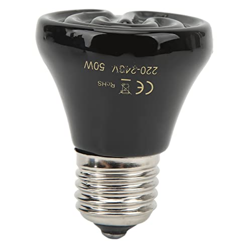 Keramik-Reptil-Wärmelampe Heiz- und Isoliergeräte Birne Mini-Infrarotwärme-Keramik-Amphibien-Wärmelampe für Eidechsen Reptilien 220V‑240V 25W Schwarz (50W Schwarz) von Hyuduo
